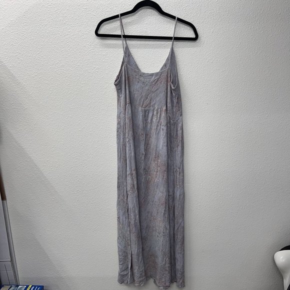 Mahina gray sleeveless strap maxi dress brown splatter boho Hawaii  Size: M - Picture 6 of 6